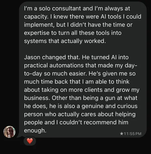Screenshot of Sharon’s message to Jason